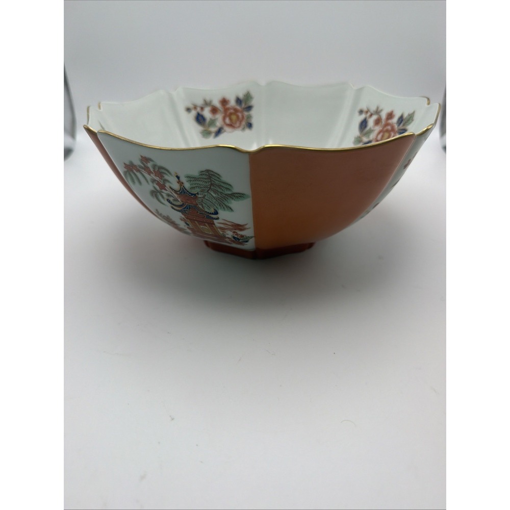 Mottahedeh Vista Alegre Portugal Octagonal Porcelain Serving Bowl Asian 9"